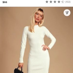 LULUS white sweater dress with leg slit size small